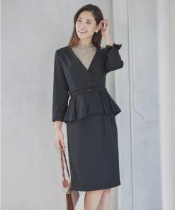 DRESS STAR ママレディースフォーマル セレモニースーツ ジャケット タイトスカート 2点セット セットアップ