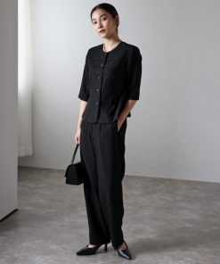 ＆HALF セットアップ フォーマル3点レースデザインスーツ（パンツ）「入学式・卒業式・セレモニー・喪服・礼服」 レディース