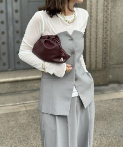 7days Life Styling セットアップ 「みさとさんコラボ」フロントボタンビスチェ＋センタープレスタックワイドパンツ「大きいサイズ有」 レディース