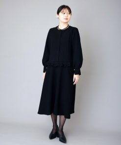 Ranerrh セットアップ 「BLACK FORMAL」フリルデザインフォーマルドレス「喪服・礼服」「入卒式・結婚式」「真夏以外着用可」「オリジナルパール釦付」 レ