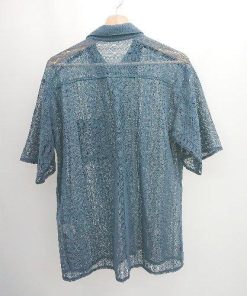 ◇ ⊂ MONO-MART モノマート 透け感デザイン 半袖 シャツ サイズS ブルー系 メンズ E