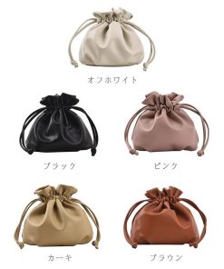 巾着バッグ ショルダーバッグ レディース トートバッグ ミニ ポシェット キンチャク 鞄 2way 斜めがけ 手提げ 肩掛け 軽量 大容量 革 大人 爆買