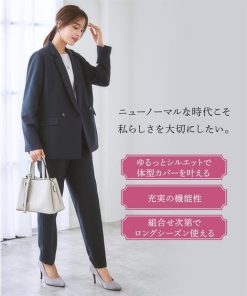 ニッセン スーツ レディース パンツスーツ 洗える ダブルブレスト ビジネススーツ 通勤 オフィス セレモニー 入学式 大きいサイズ s0