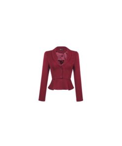 uxcell Allegra K ショートブレザー ラペル 長袖 フリル裾 ヴィンテージ ワーク オフィス レディース ワインレッド S