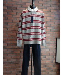 McGREGOR マクレガー（McGREGOR）・ボーダーニットラガーシャツ　ラガーニット　布帛衿ニット　　マクレガーメンズ