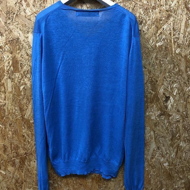 NANO universe ナノユニバース nano・universe ニット 薄手 セーター シンプル 無地 Vネック 長袖 サイズ40 ブルー 青 メンズ - 画像 (4)