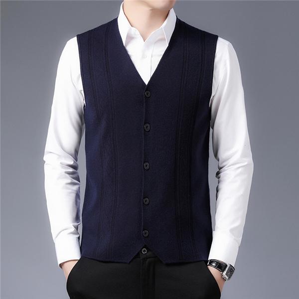 ニット メンズ ビジネス 前開き 洗える ウォッシャブル ウォームビズ カジュアル Vネック オフィス ゴルフウェア - 画像 (3)