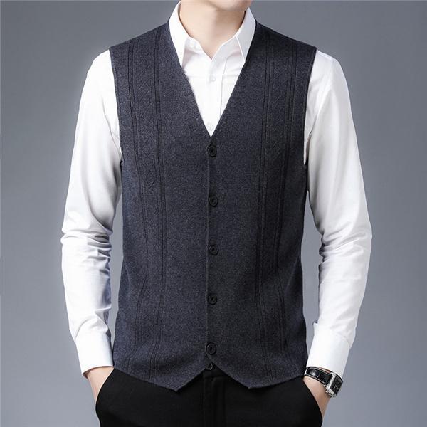 ニット メンズ ビジネス 前開き 洗える ウォッシャブル ウォームビズ カジュアル Vネック オフィス ゴルフウェア - 画像 (4)