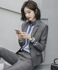 セットアップスーツ レディース チェック柄 パンツスーツ 春秋冬 フォーマルスーツ 通勤 OL スーツ 2点セット オフィススーツ セレモニースーツ