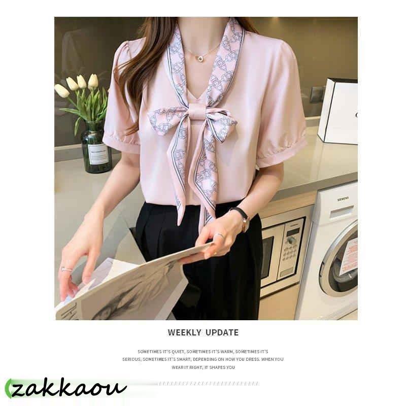 ブラウス レディース 40代 春夏新作 オシャレブラウス 白シフォンシャツ レースリボンネックブラウス 半袖トップス 通勤OL ゆったり 大人上品 50代 シャツ30代